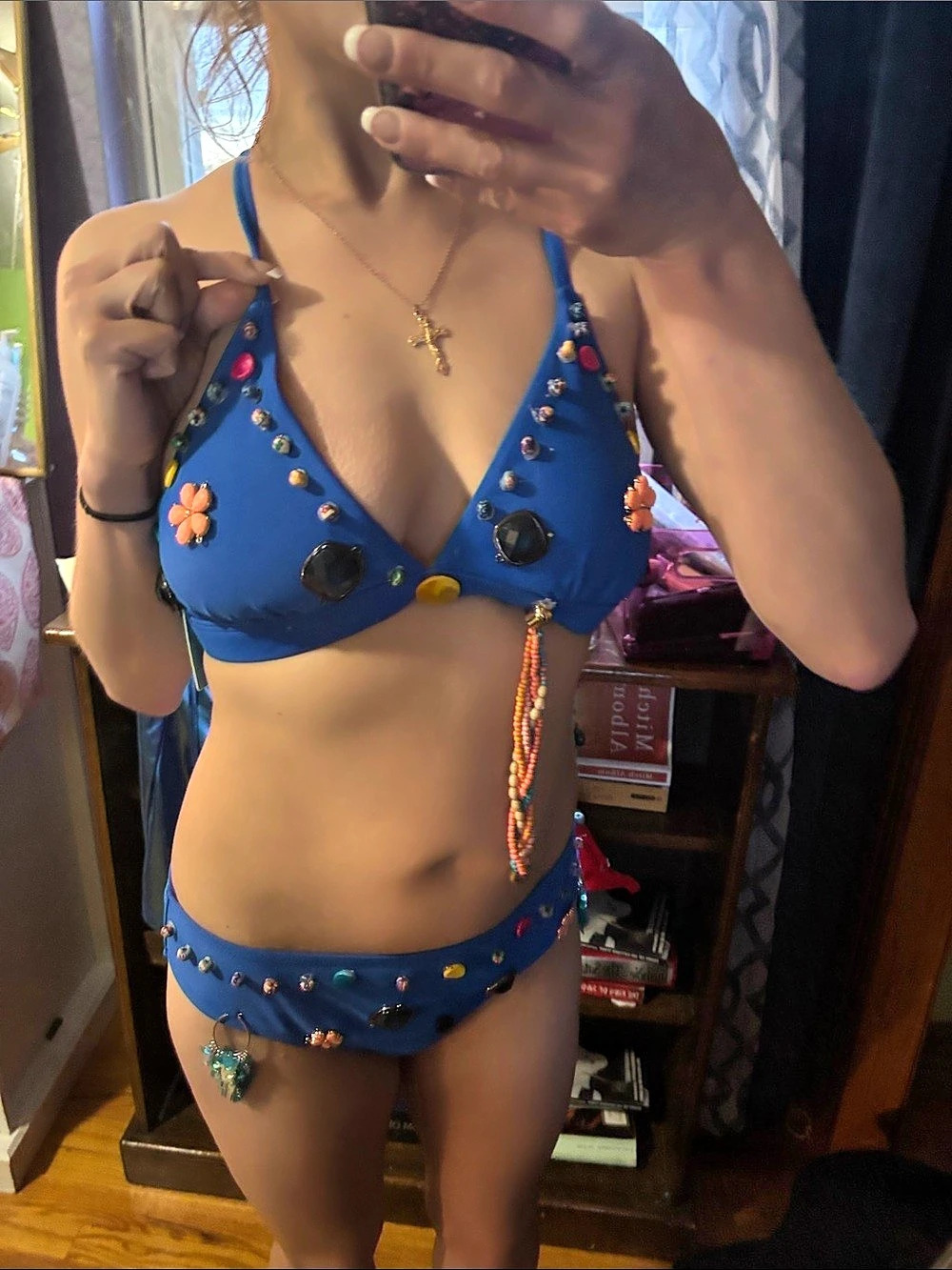 Embellished Bikini Set in Blue